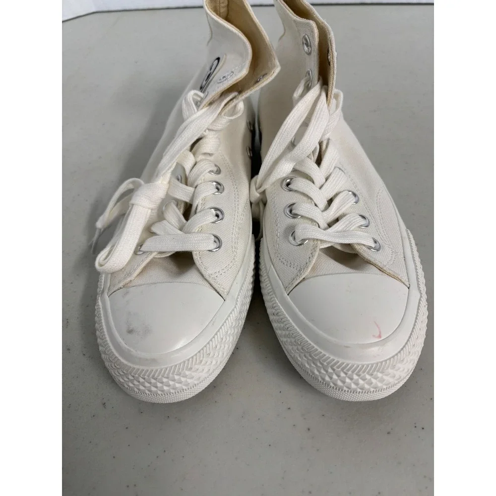 Ccocci Womens High Top Canvas‎ Sneakers Off White Smiley Face Patch Size 8